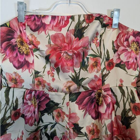 Express Satin Strapless Floral Shorts Romper Tie Waist Boning In Top Size 16 NEW - Picture 10 of 12